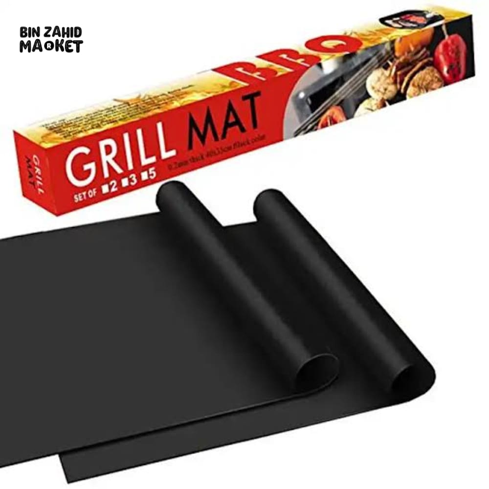 GRILL MAT SET OF 3 NON-STICK BBQ MATS HEAVY DUTY & REUSABLE UP TO 600°F