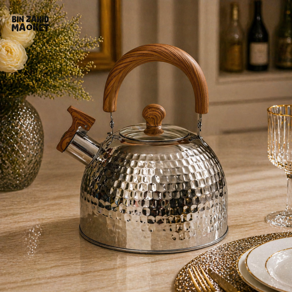 HAMMERED STAINLESS STEEL WHISTLING KETTLE - 3 LITRE