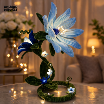 HANDMADE BLUE BLOSSOM LED FLOWER LAMP – LUXURY HOME DECOR STATEMENT LIGHT