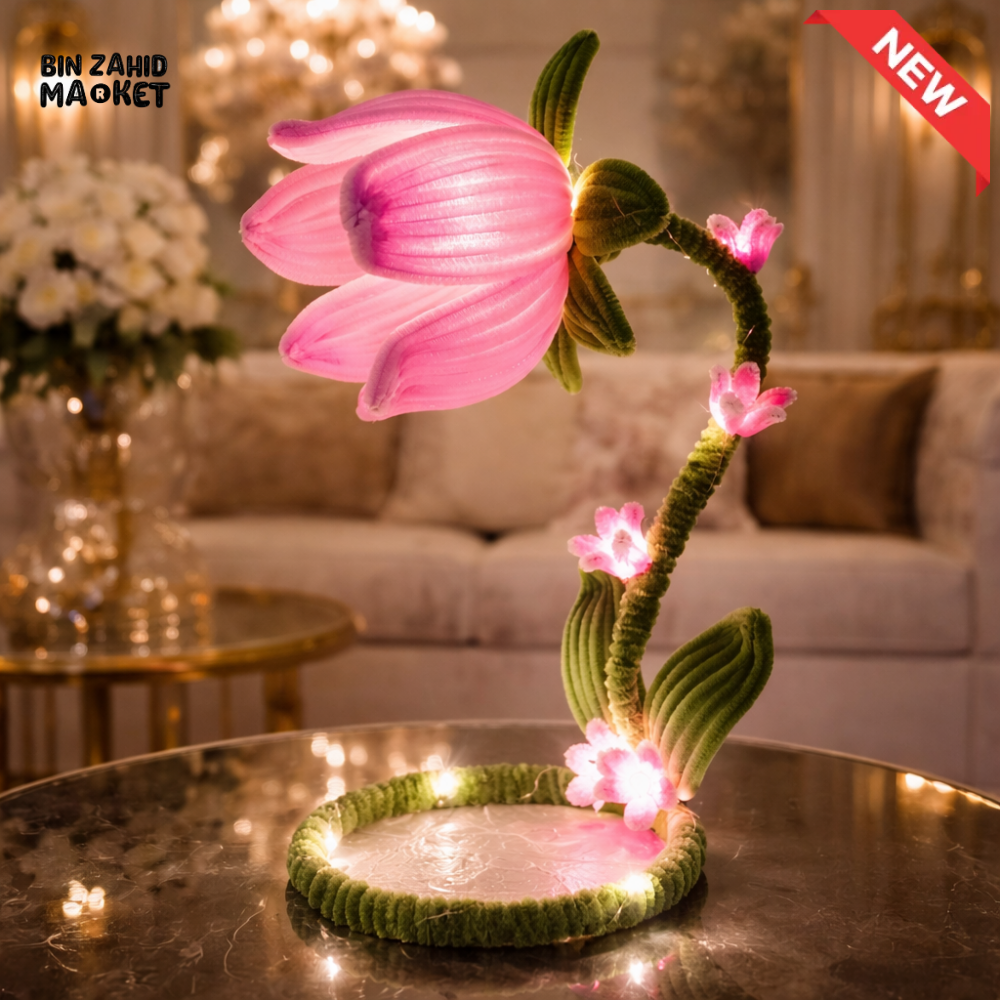 HANDMADE PINK BLOSSOM LED FLOWER LAMP – LUXURY HOME DECOR STATEMENT LIGHT