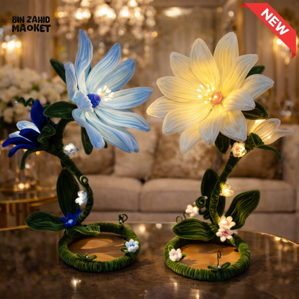 HANDMADE WHITE BLOSSOM LED FLOWER LAMP – LUXURY HOME DECOR STATEMENT LIGHT