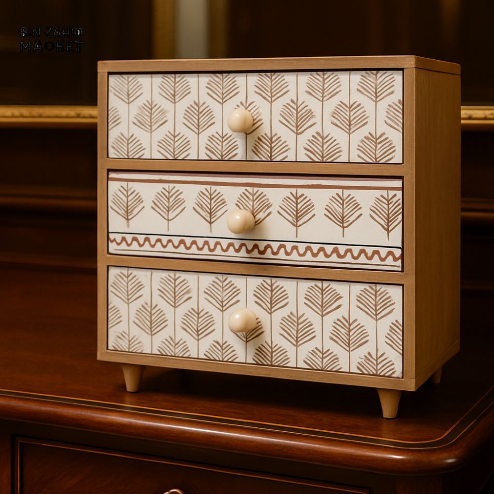 HANDMADE WOODEN MINI DRAWER CHEST – VINTAGE DRESSING TABLE ORGANIZER