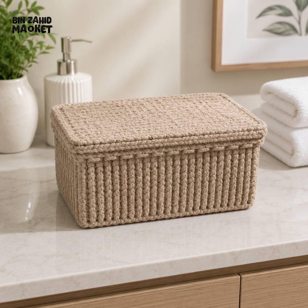 HANDWOVEN ROPE STORAGE BOX WITH LID - Storage Boxes & Baskets
