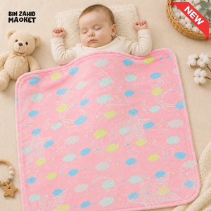 HAPPIMUMS BABY PLUSH SLEEPING BLANKET DOUBLE PLY SPACE DREAM 110 × 80 CM - PINK