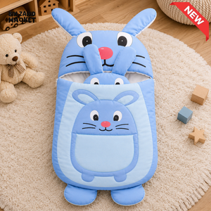 HAPPIMUMS CHARACTER CUDDLY CARRY NEST WITH PILLOW - BLUE BUNNY