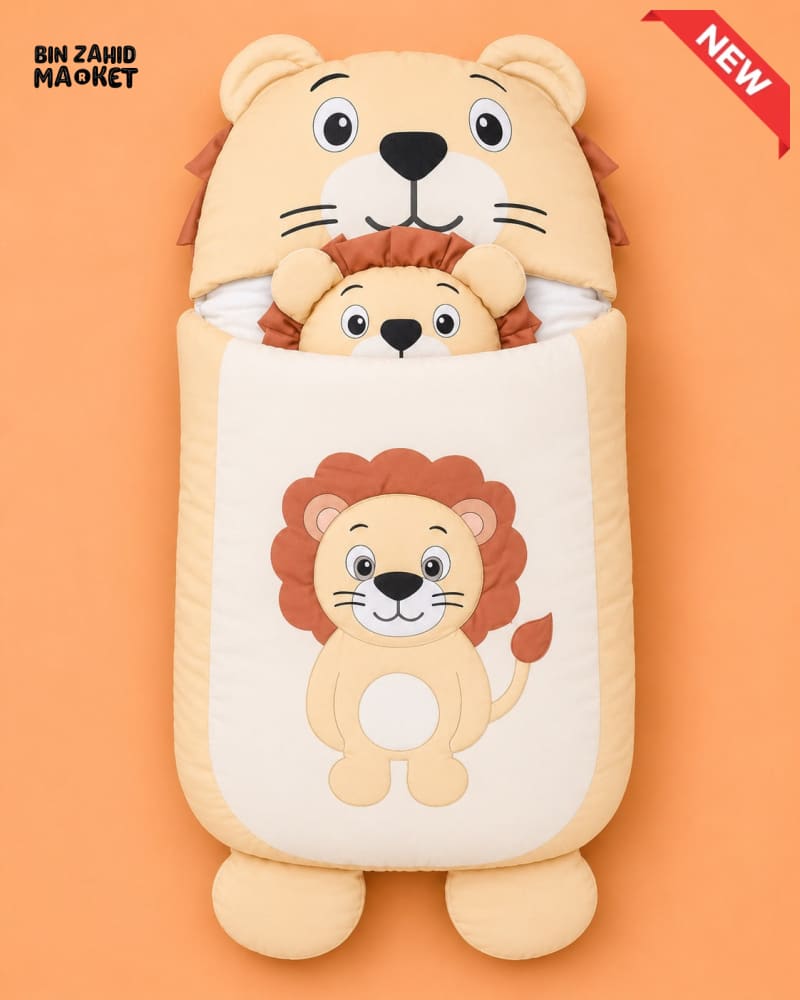 HAPPIMUMS CHARACTER CUDDLY CARRY NEST WITH PILLOW - CREAM LION
