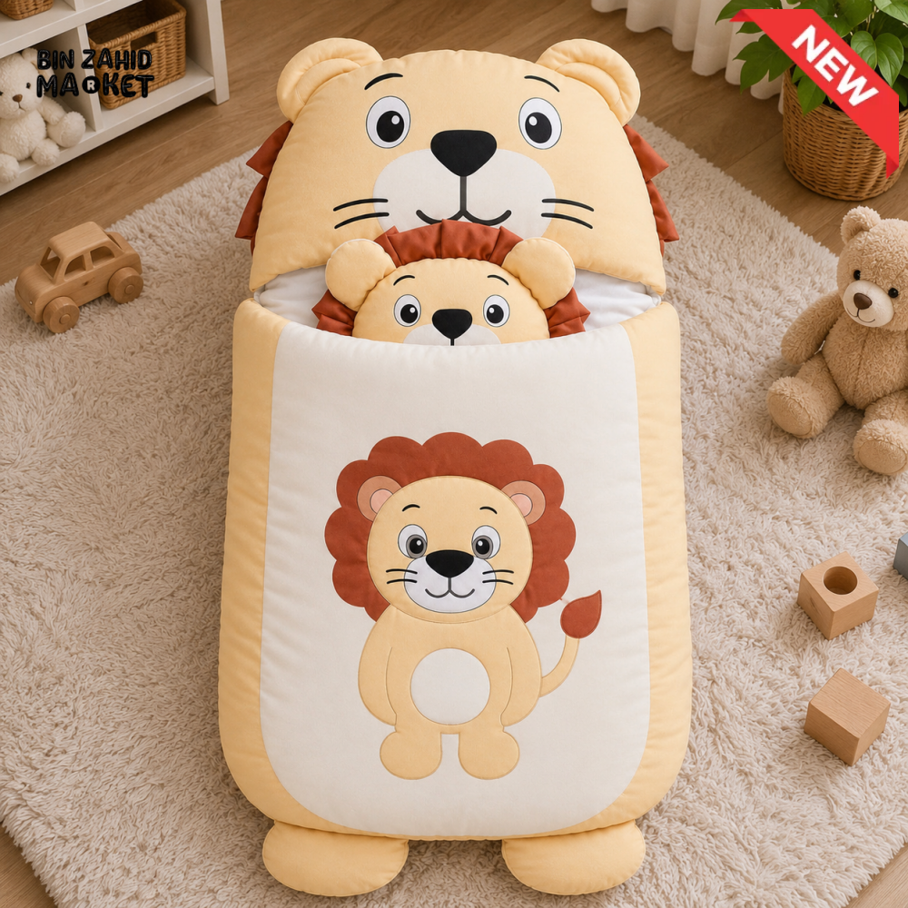HAPPIMUMS CHARACTER CUDDLY CARRY NEST WITH PILLOW - CREAM LION