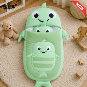 HAPPIMUMS CHARACTER CUDDLY CARRY NEST WITH PILLOW - GREEN FISH