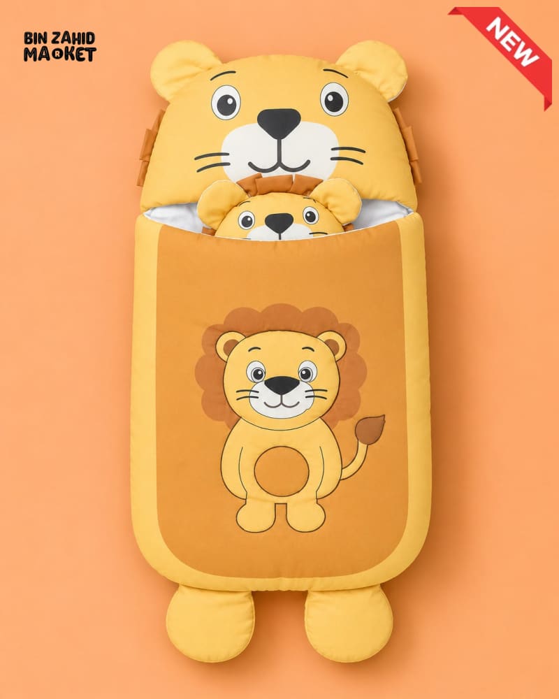 HAPPIMUMS CHARACTER CUDDLY CARRY NEST WITH PILLOW - YELLOW LION