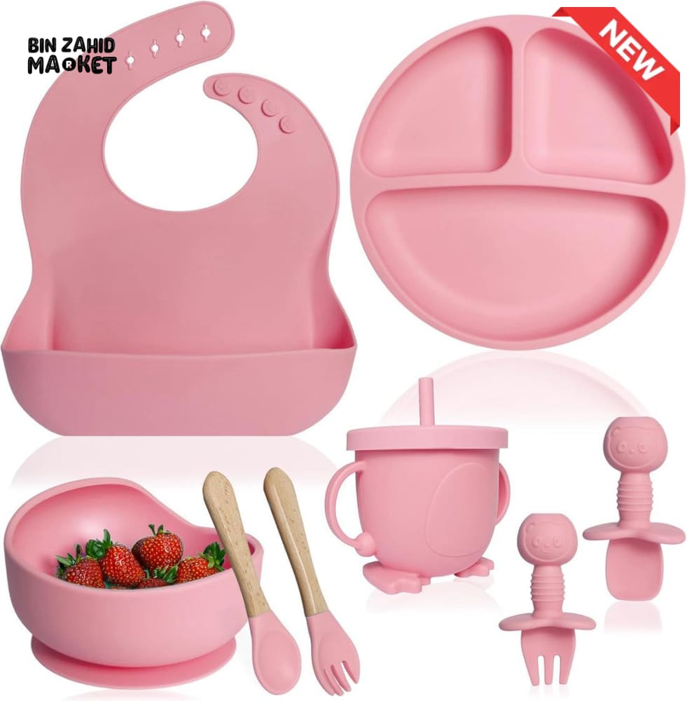 HAPPIMUMS SILICONE BABY 8IN1 TABLEWARE FEEDING SET - BLUE