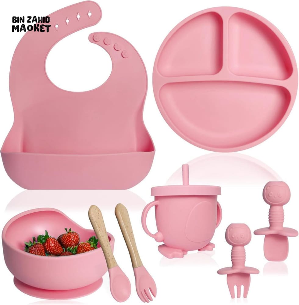 HAPPIMUMS SILICONE BABY 8IN1 TABLEWARE FEEDING SET - GREY