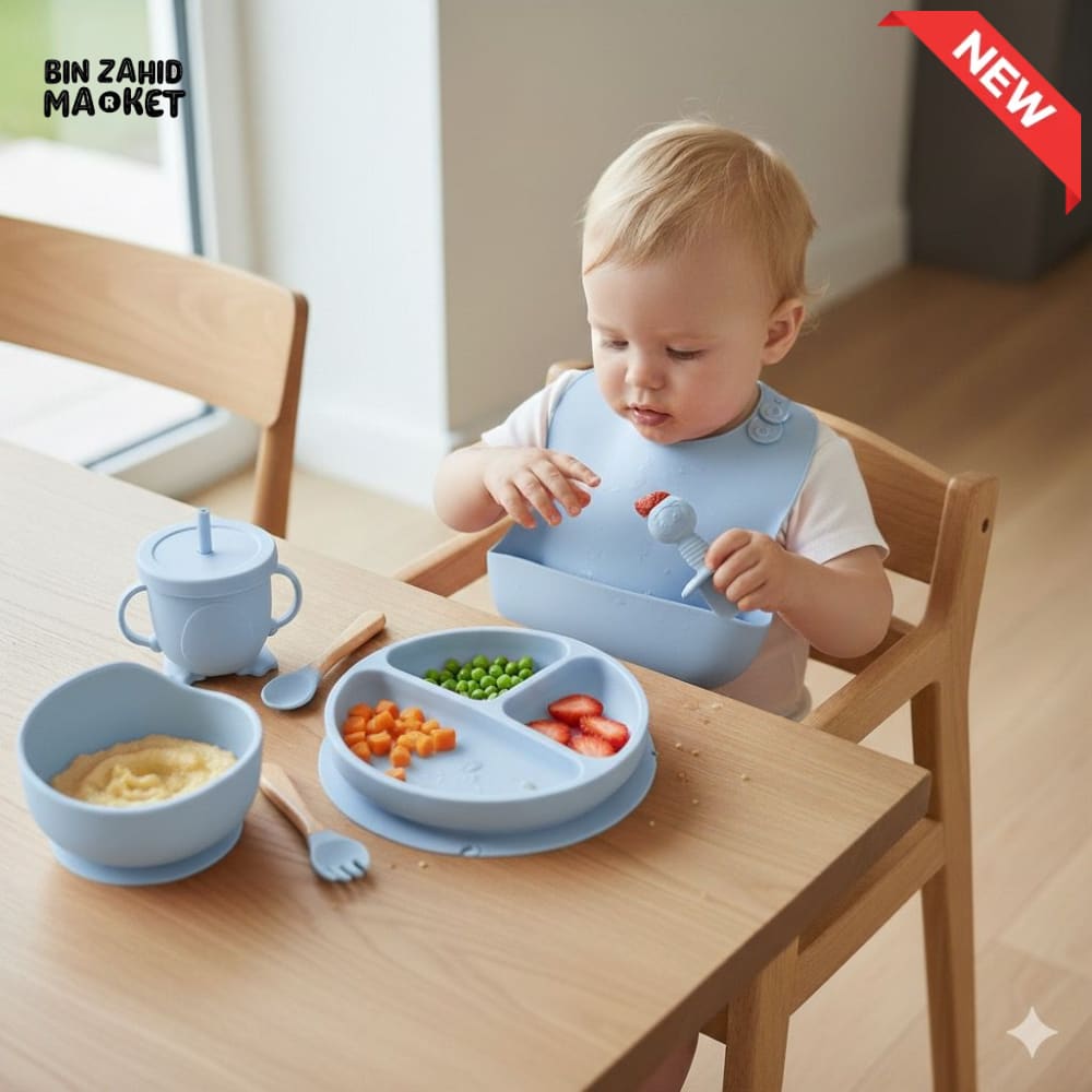 HAPPIMUMS SILICONE BABY 8IN1 TABLEWARE FEEDING SET - PINK