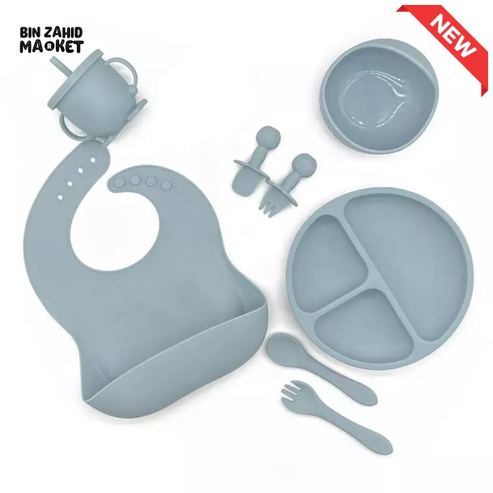 HAPPIMUMS SILICONE BABY 8IN1 TABLEWARE FEEDING SET - PURPLE