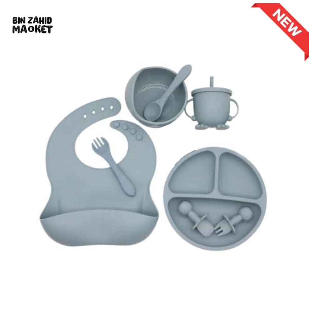 HAPPIMUMS SILICONE BABY 8IN1 TABLEWARE FEEDING SET - PURPLE