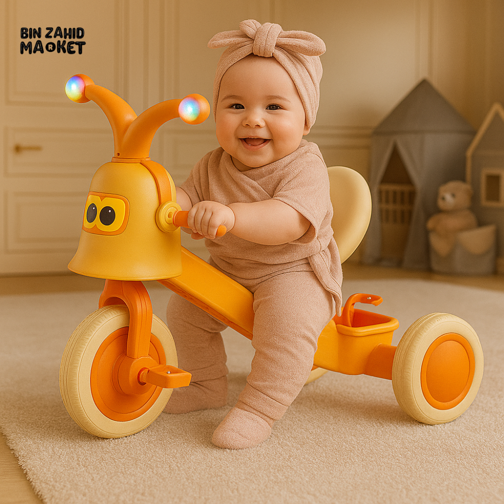 HAPPY BABY LED TRICYCLE FOR KIDS RIDE-ON CYCLE TOY - ORANGE