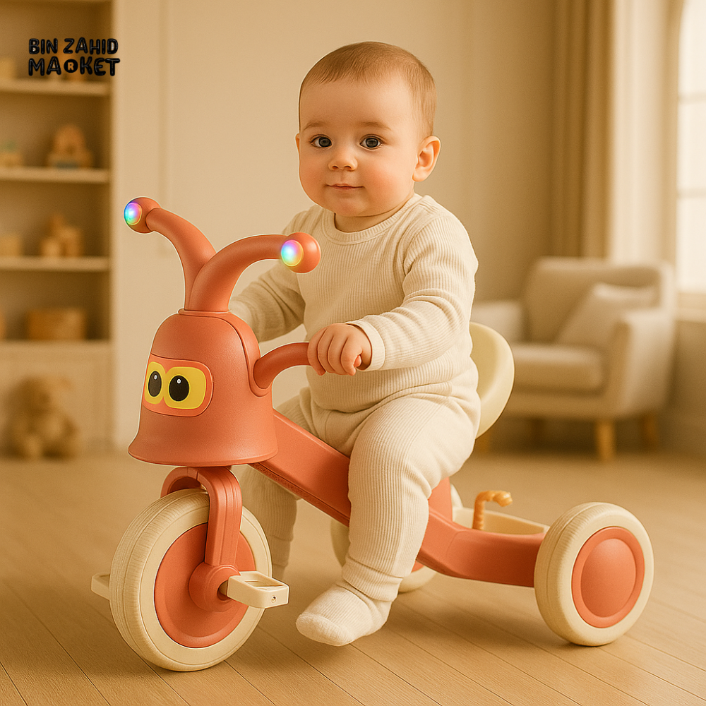 HAPPY BABY LED TRICYCLE FOR KIDS RIDE-ON CYCLE TOY - PEACH