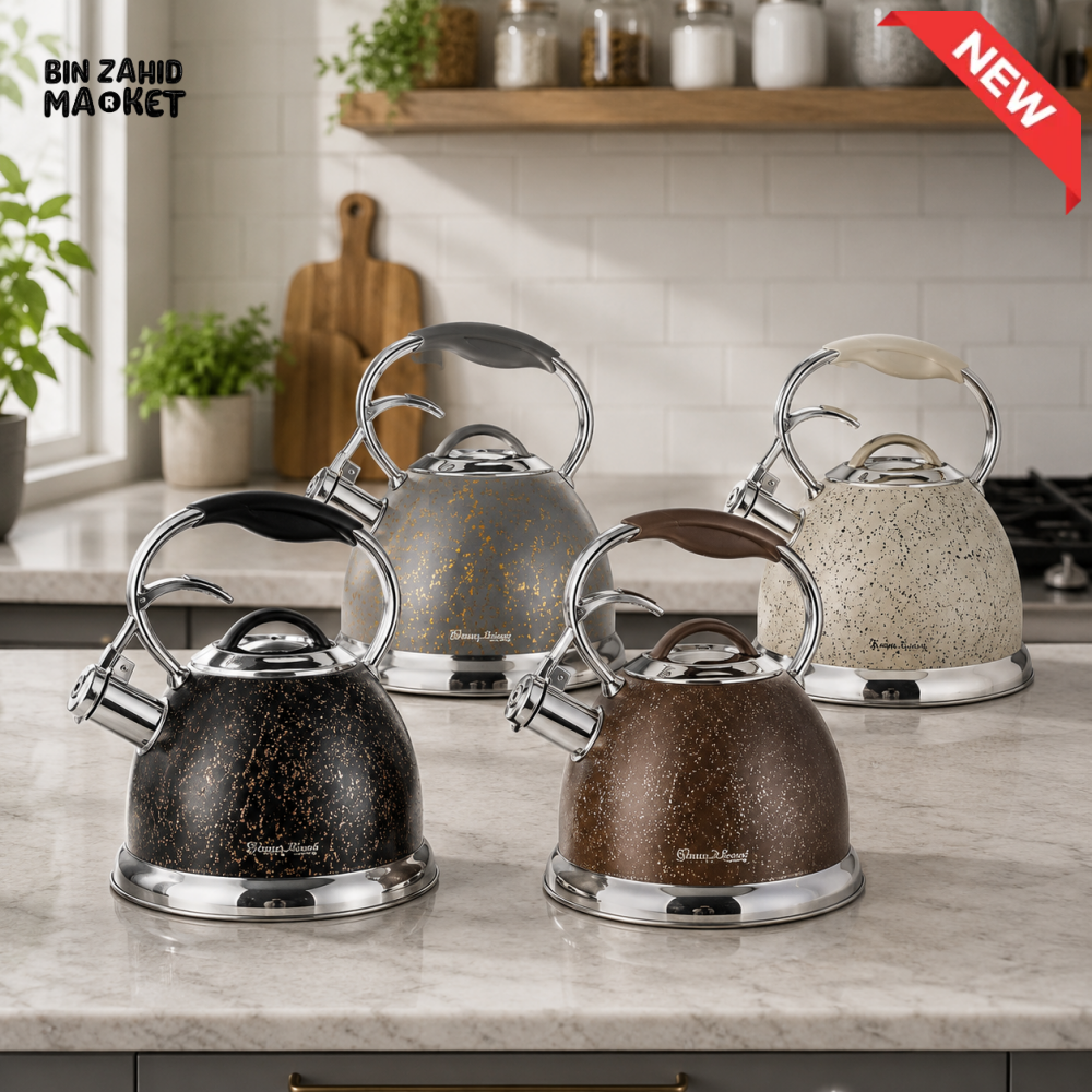 STAINLESS STEEL WHISTLING TEA KETTLE (MARBLE SERIES) 3.0LTR