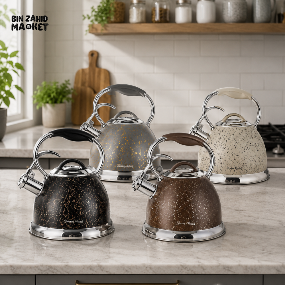 STAINLESS STEEL WHISTLING TEA KETTLE (MARBLE SERIES) 3.0LTR