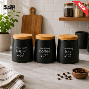 3 PCS KITCHEN STORAGE CANISTER SET - BLACK