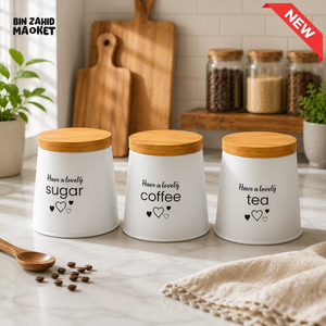 3 PCS KITCHEN STORAGE CANISTER SET - WHITE