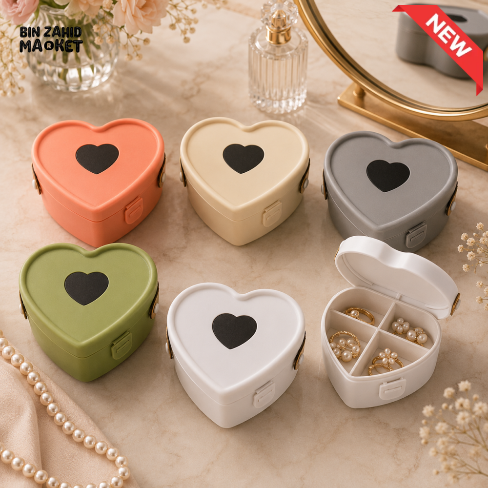 HEART SHAPE MINI JEWELRY STORAGE BOX | PORTABLE TRAVEL ORGANIZER