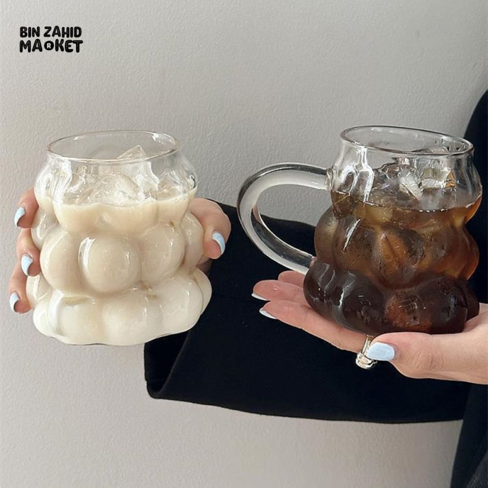 HEAT RESISTANT GLASS COFFEE MUG – CREATIVE MILK & BREAKFAST CUP - WITH HANDLE