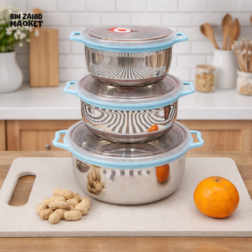 HEAVY-DUTY 3-PIECE STAINLESS STEEL FOOD CONTAINER SET – BPA-FREE LIDS