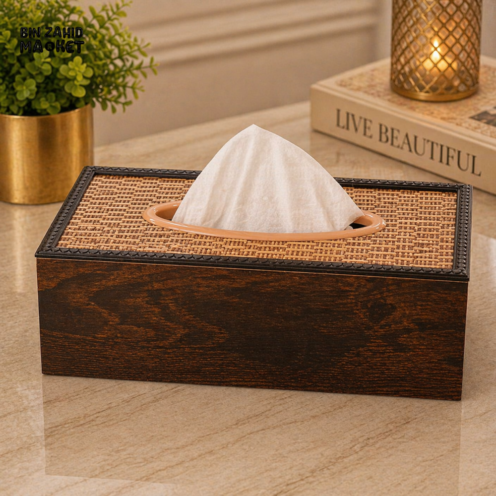 HERITAGE WEAVE LUXURY WOODEN TISSUE BOX HOLDER