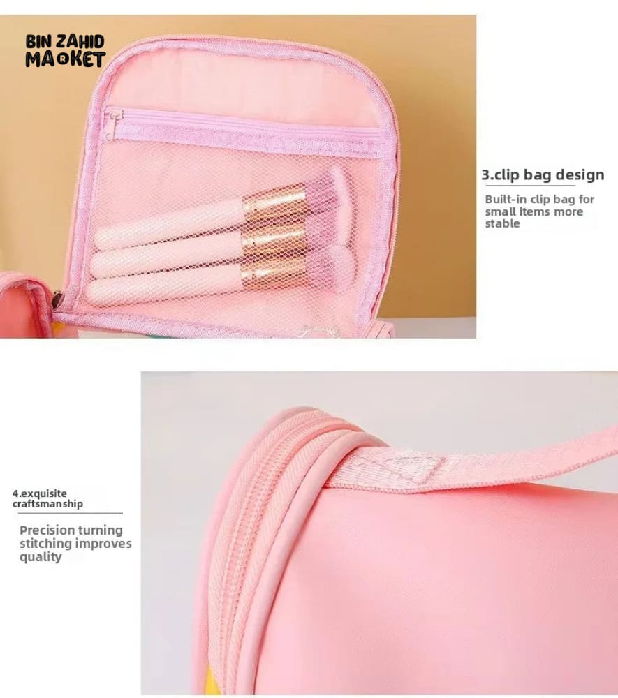 HIGH AESTHETIC TRANSPARENT TRAVEL MAKEUP TOILETRY BAG – LARGE CAPACITY WATERPROOF PORTABLE PU HANDHELD