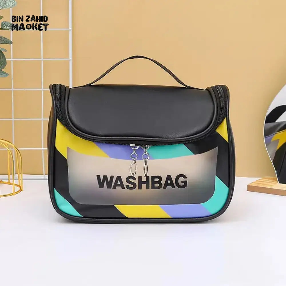 HIGH AESTHETIC TRANSPARENT TRAVEL MAKEUP TOILETRY BAG – LARGE CAPACITY WATERPROOF PORTABLE PU HANDHELD