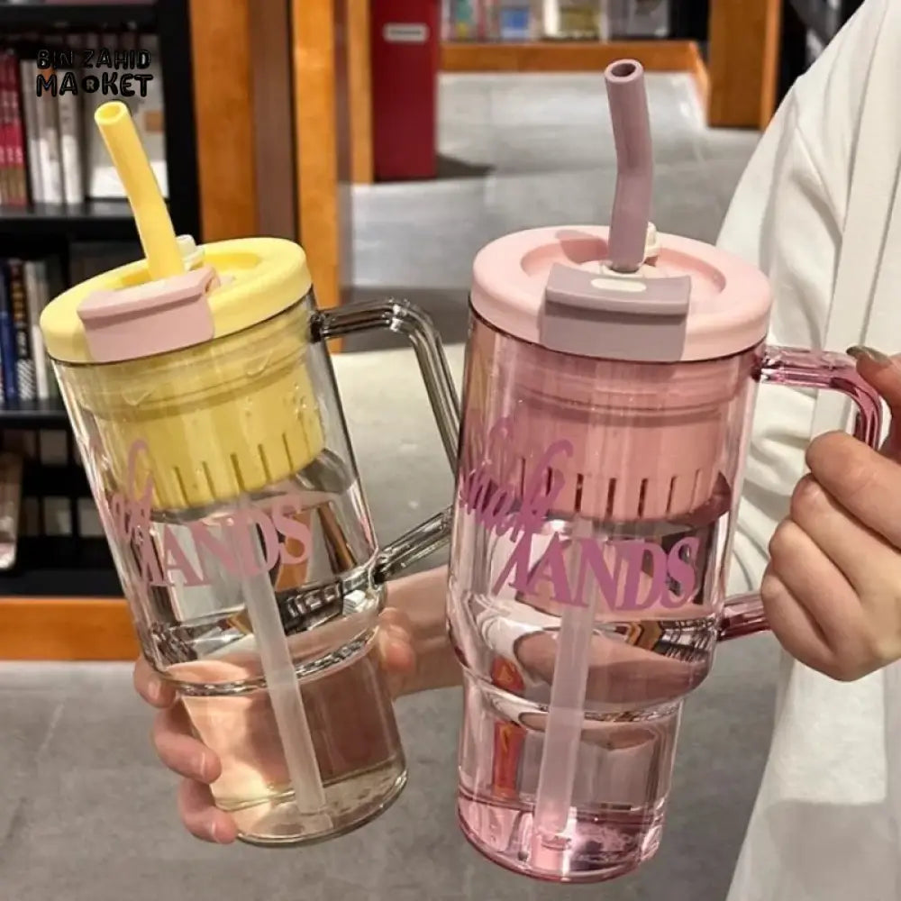HIGH BEAUTY LARGE CAPACITY WATER CUP WITH STRAW & TEA STRAINER