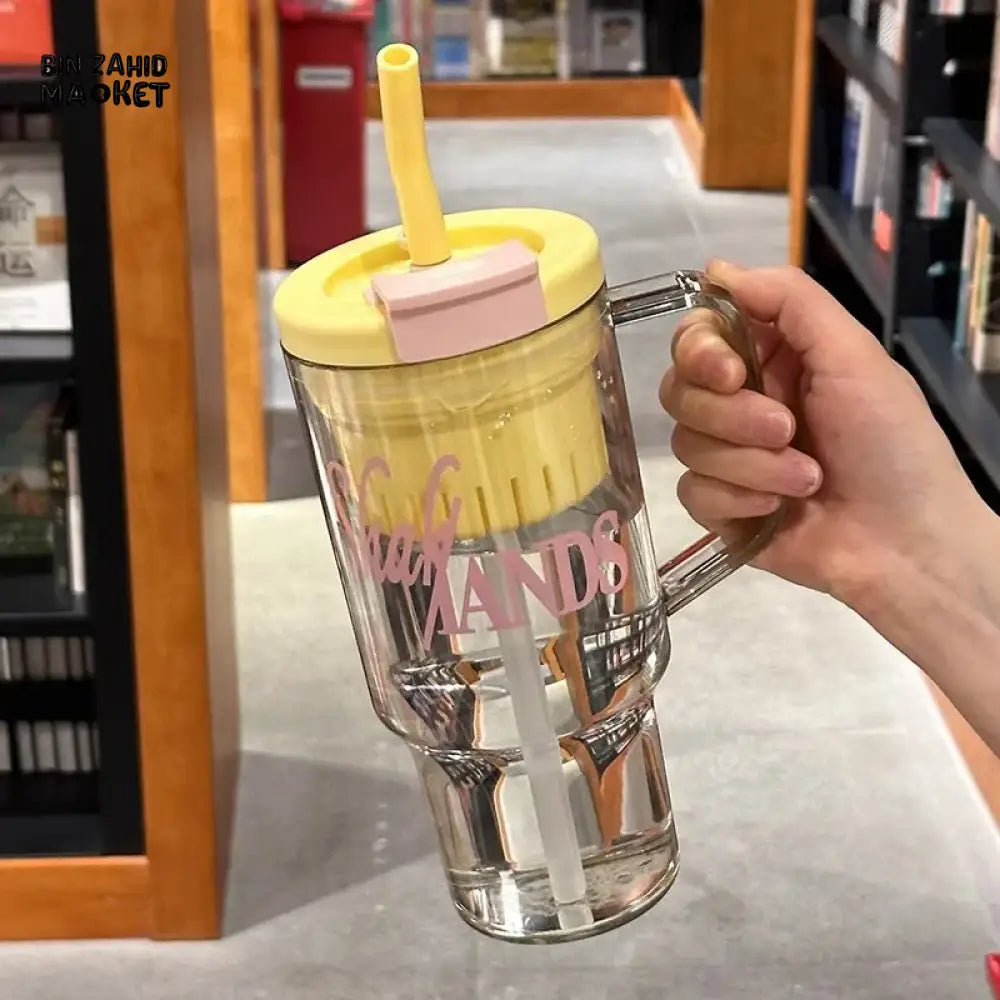 HIGH BEAUTY LARGE CAPACITY WATER CUP WITH STRAW & TEA STRAINER