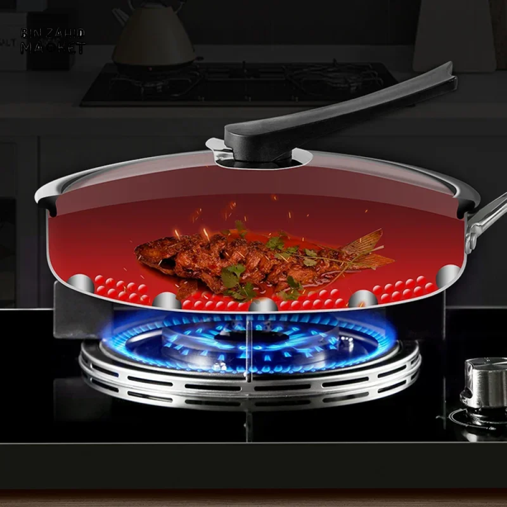 HIGH-QUALITY 316/304 SS FRYING PAN HONEYCOMB DESIGN NON-STICK SUITABLE FOR ALL COOKTOP