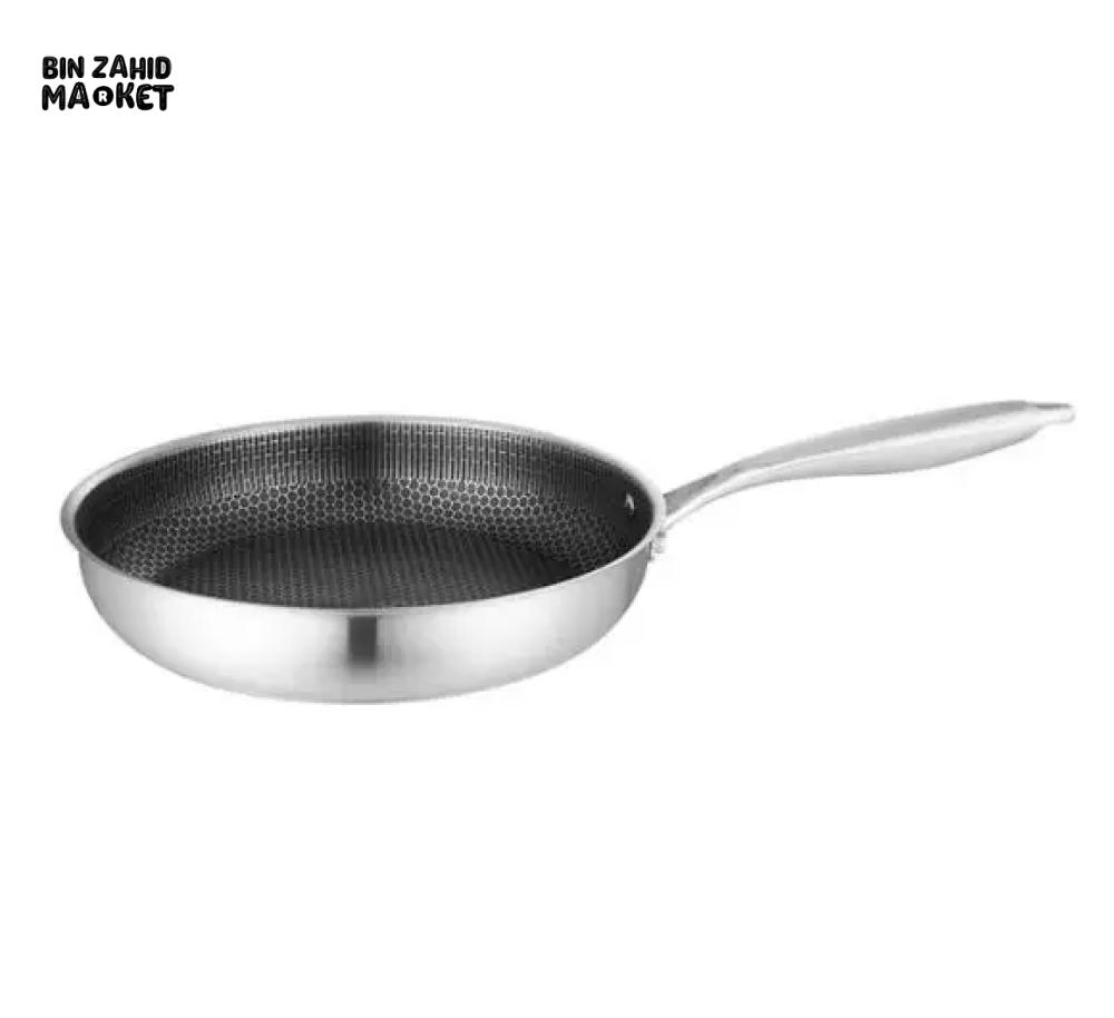 HIGH-QUALITY 316/304 SS FRYING PAN HONEYCOMB DESIGN NON-STICK SUITABLE FOR ALL COOKTOP