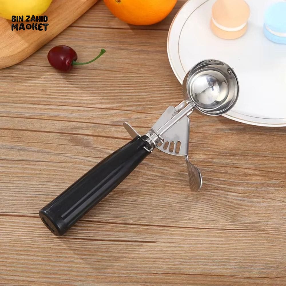 HIGH-QUALITY STAINLESS STEEL ICE CREAM SCOOP WITH PRESSURE RELEASE HANDLE