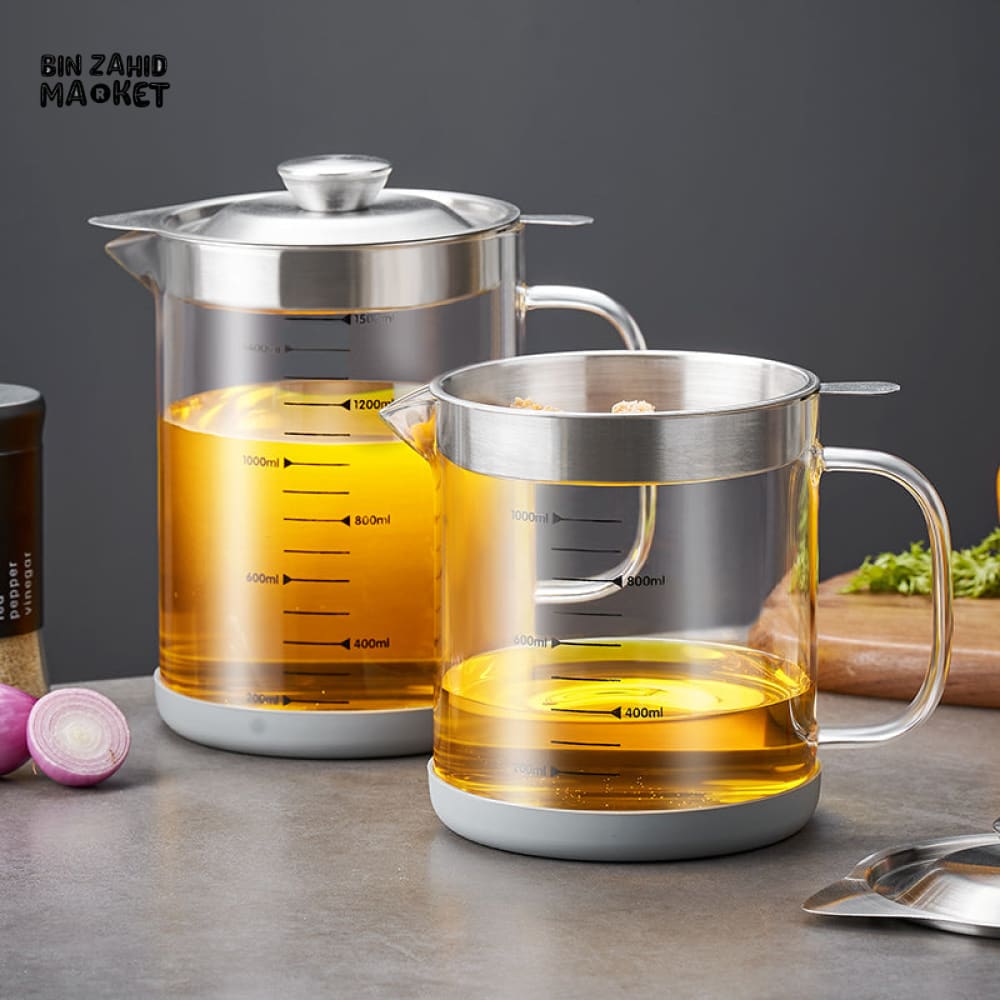 HIGH-TEMPERATURE RESISTANT GLASS OIL FILTER POT - 1200ML