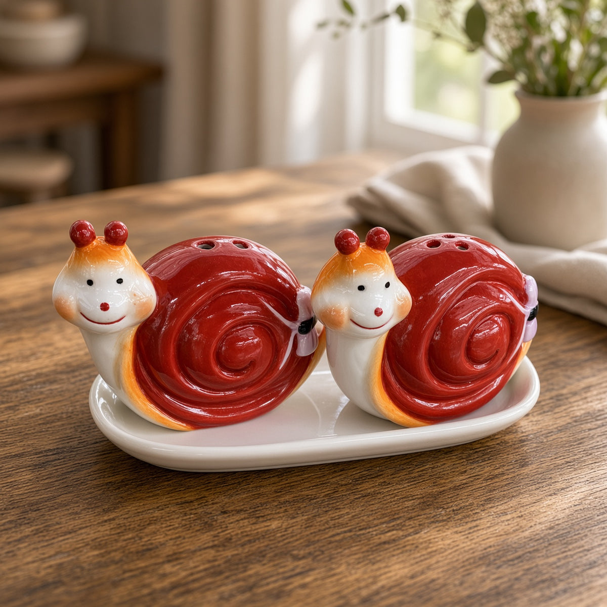 Kitchlux Ceramic Salt and Pepper Shakers - Snail