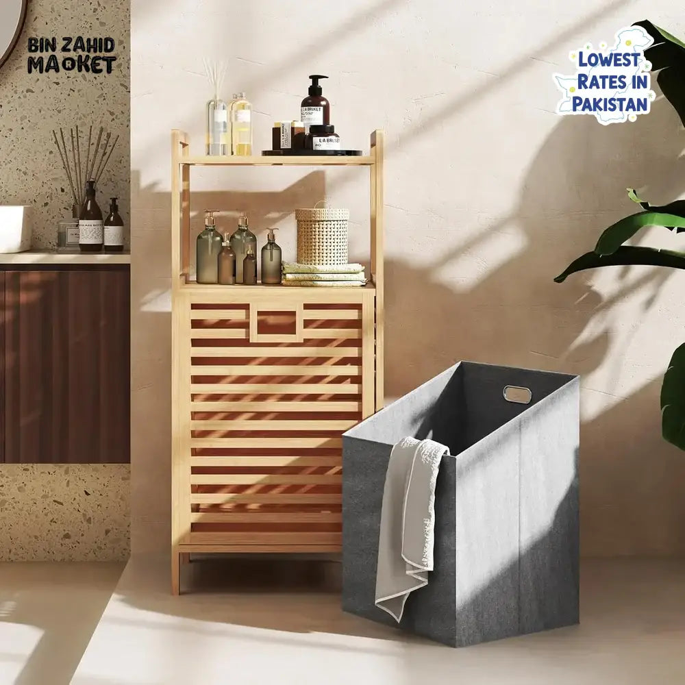 HOMDELUX BAMBOO LAUNDRY BASKET - 2-TIERS