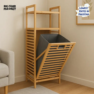 HOMDELUX BAMBOO LAUNDRY BASKET - 2-TIERS