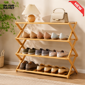 HOMDELUX MULTILAYER BAMBOO FOLDABLE SHOE RACK - 4 LAYERS