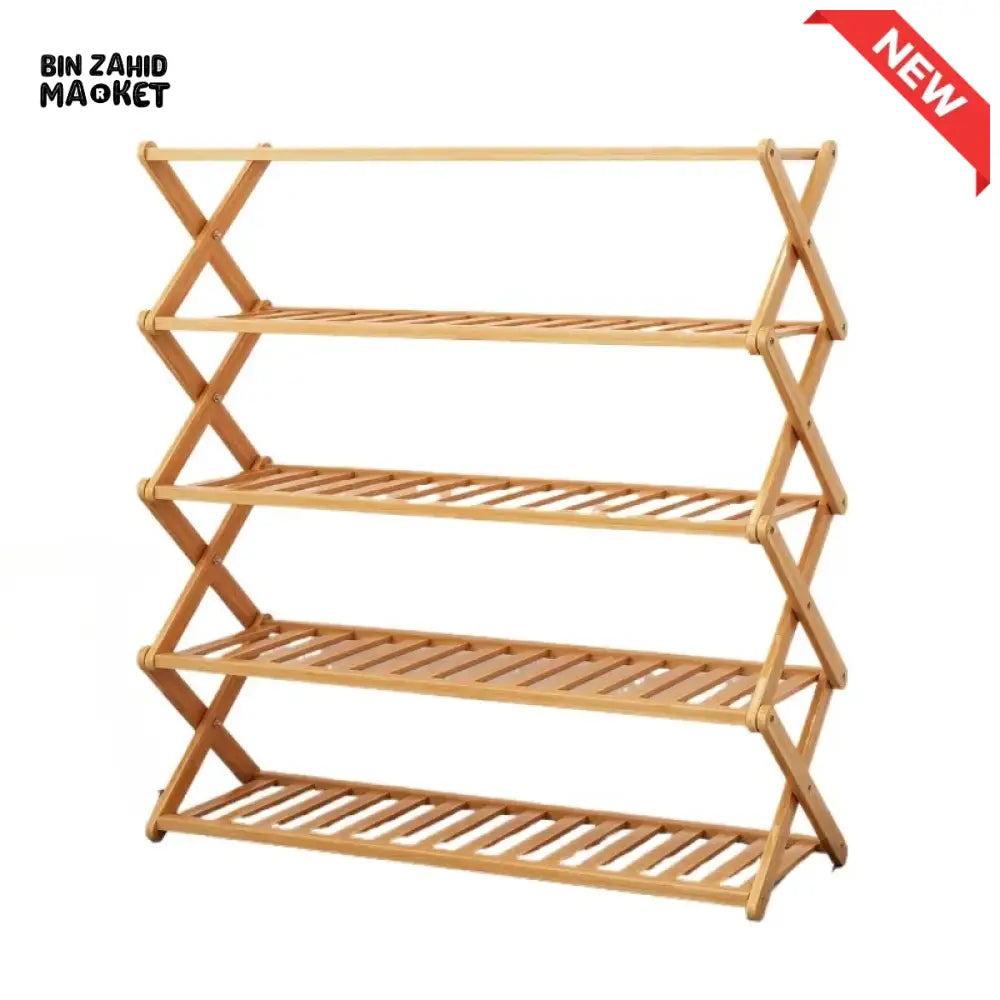 HOMDELUX MULTILAYER BAMBOO FOLDABLE SHOE RACK - 4 LAYERS