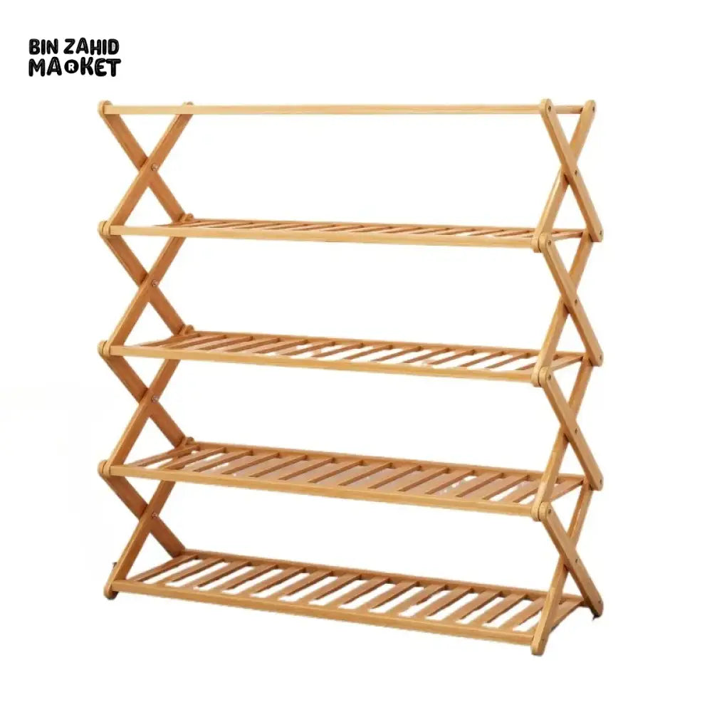 HOMDELUX MULTILAYER BAMBOO FOLDABLE SHOE RACK - 4 LAYERS