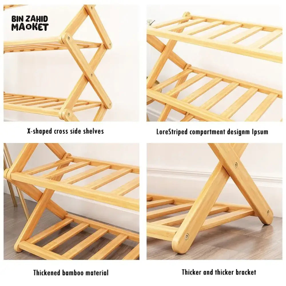 HOMDELUX MULTILAYER BAMBOO FOLDABLE SHOE RACK - 5 LAYERS