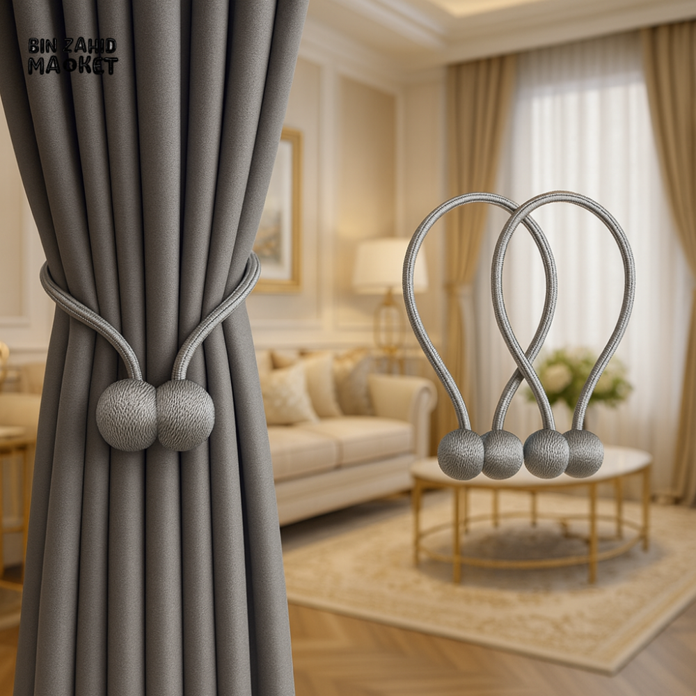 HOME DECOR CURTAIN ACCESSORIES – 2-PACK MAGNETIC HEADPHONE TIEBACKS FOR SHOWER CURTAINS & DRAPES