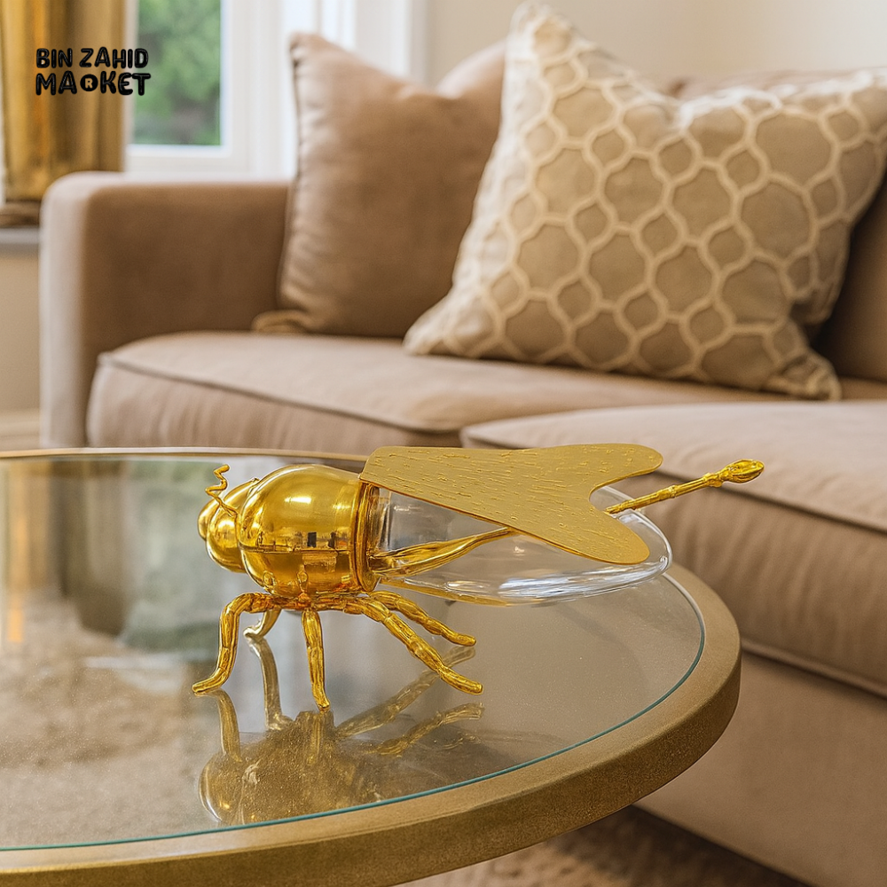 HONEY BEE SUGAR POT – LUXURY TABLE DECOR CONTAINER - GOLDEN JWG-043