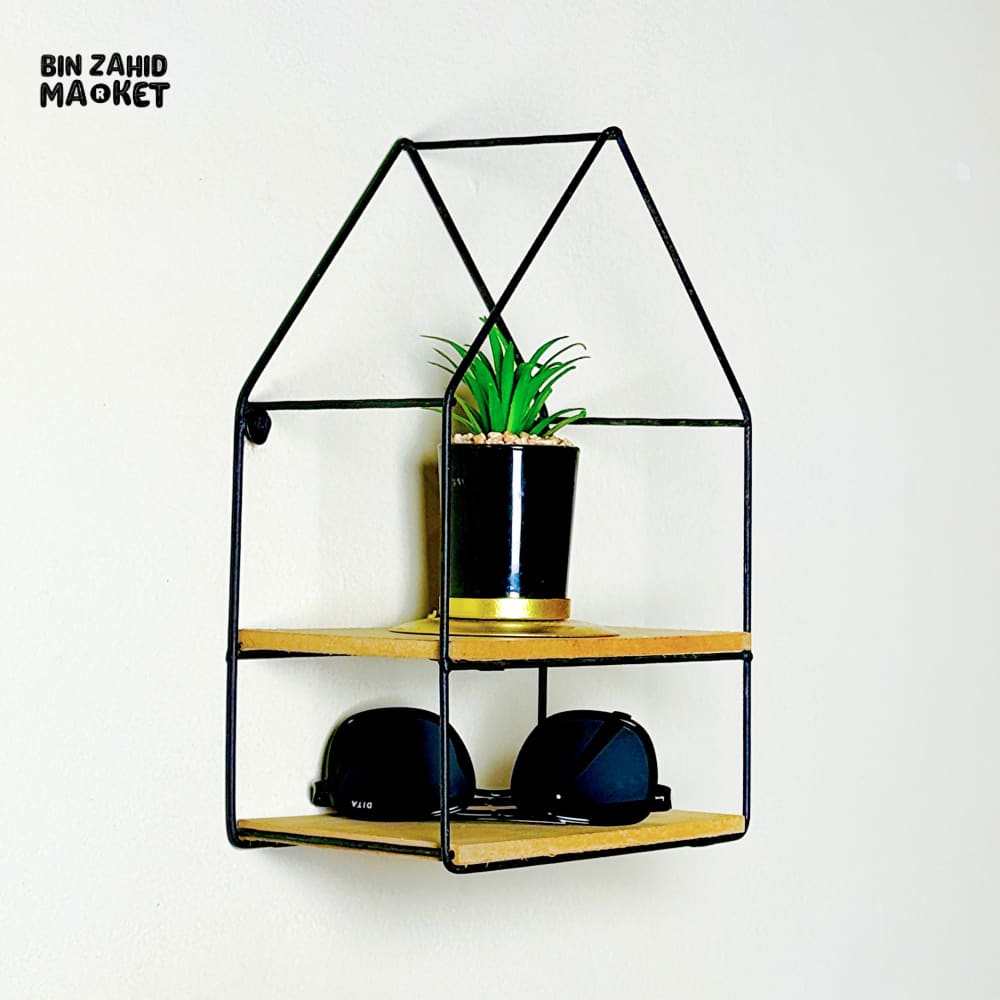 HUT-STYLE WALL SHELF - DOUBLE WOODEN LAYER STYLE