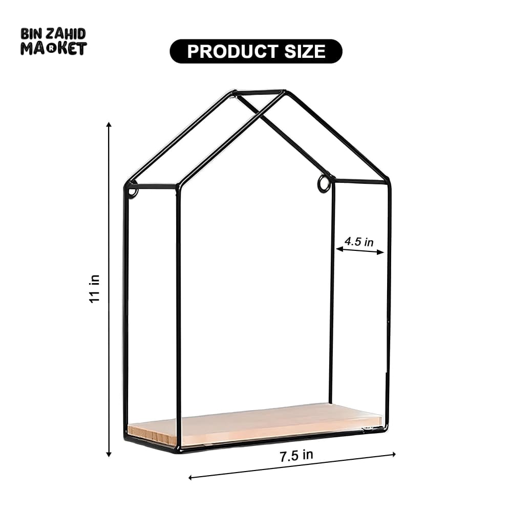 HUT-STYLE WALL SHELF - SINGLE WOODEN LAYER STYLE