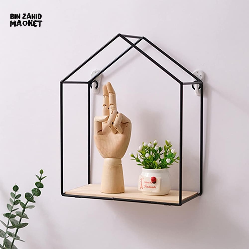 HUT-STYLE WALL SHELF - SINGLE WOODEN LAYER STYLE