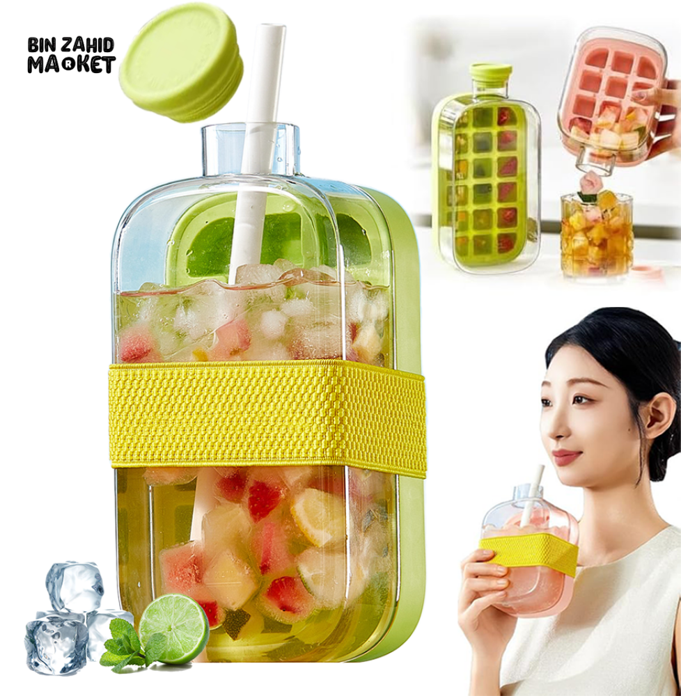 ICE CUBE MAKING BOTTLE – 2 IN 1 TOUCH-FREE WATER BOTTLE & COFFEE CUBE MOLD FOR COLD DRINKS AND JUICE