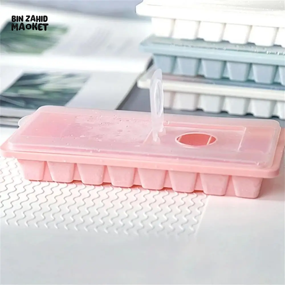 ICE CUBE TRAY WITH LID NON-STICK PLASTIC MOLD FOR JELLY & DRINKS